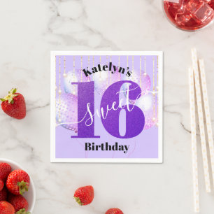 Paars Glitter Sweet 16 Birthday Balloons Script Servet