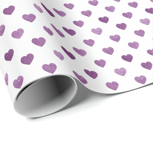 Paars Glitter Tiny Heart Patterned Wrapping Paper Cadeaupapier (Rol Hoek)