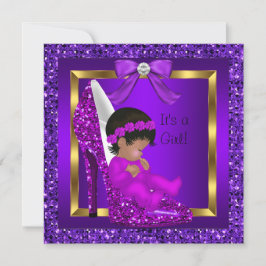 Paars Glitter van het Afrikaanse Baby shower-meisj Kaart