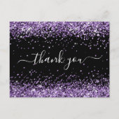 Paars Glitter Zwart 40e Verjaardag Bedankt Briefkaart (Voorkant)