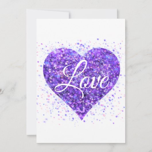 Paars glitterend hart, liefde glitter valentijnsda feestdagenkaart (Voorkant)