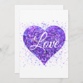 Paars glitterend hart, liefde glitter valentijnsda feestdagenkaart (Voorkant / Achterkant)