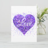 Paars glitterend hart, liefde glitter valentijnsda feestdagenkaart (Staand voorkant)