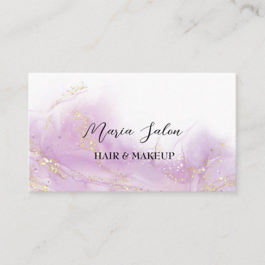 Paars glittergoud waterverf Visitekaartje (Voorkant)