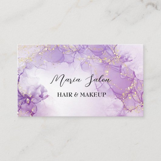 Paars glittergoud waterverf Visitekaartje (Voorkant)