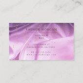 paars glittersatijnmateriaal visitekaartje (Achterkant)