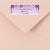 Paars glitterspul retouradreslabel etiket