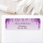 Paars glitterspul retouradreslabel etiket (Insitu)