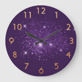 Paars glitterstofgoud grote klok (Voorkant)