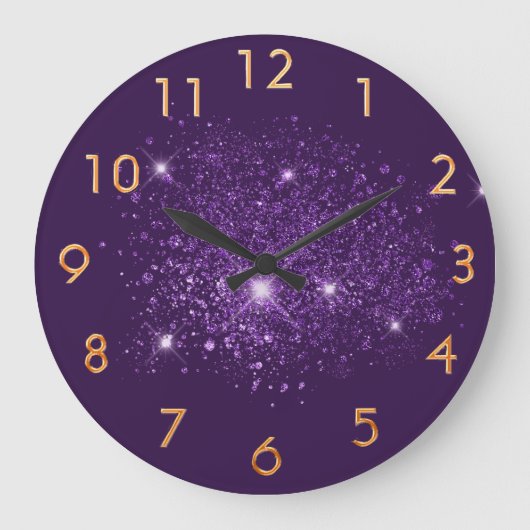 Paars glitterstofgoud grote klok (Voorkant)