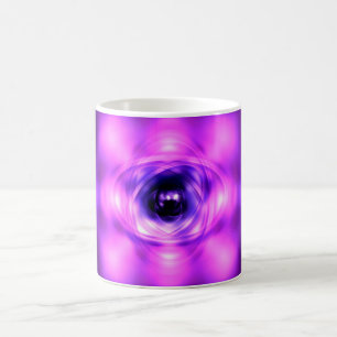 Paars gloeiend atoom koffiemok