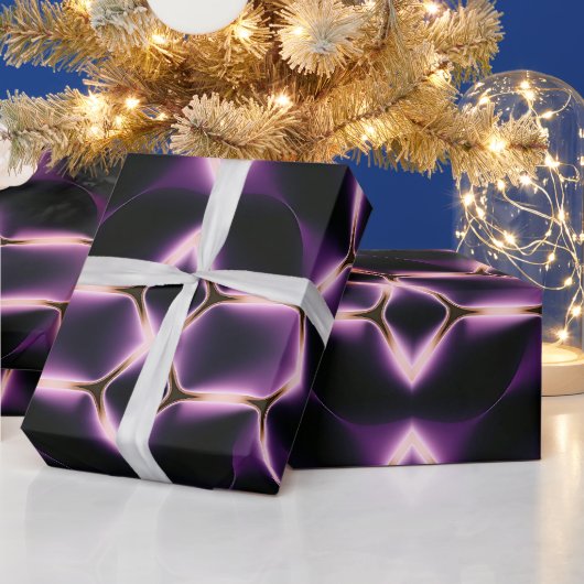 Paars Gloeiende Zeshoek Cadeaupapier (Feestdagen)