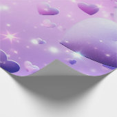 Paars Glowing Hart Inpakpapier (Hoek)