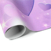 Paars Glowing Hart Inpakpapier (Rol Hoek)