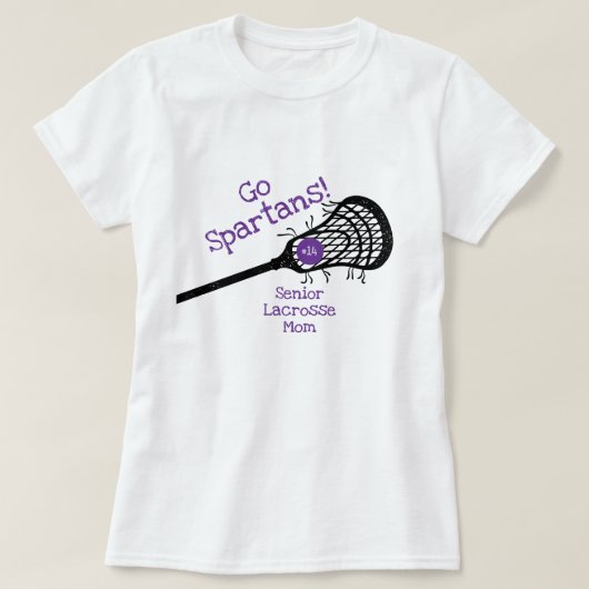 Paars Go Team Lacrosse mama T-shirt (Design voorkant)