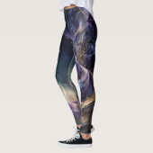 Paars Gold Abstracte rook gevild | LEGGINGS (Links)