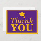 Paars Gold Afstudeerder Pet Hartelijk dank Briefkaart (Voorkant / Achterkant)