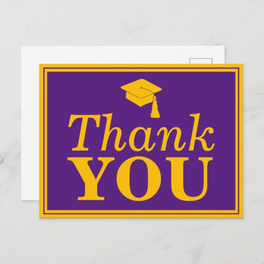 Paars Gold Afstudeerder Pet Hartelijk dank Briefkaart (Voorkant / Achterkant)