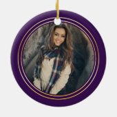 Paars Gold Afstuderen Pet Afstuderen 2023 Foto: Keramisch Ornament (Achterkant)