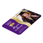 Paars | Gold Afstuderen Wave Afstudeerder Pet Foto Magneet (Linkerzijde)