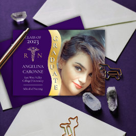 Paars Gold Afstuderen Wave Caduceus RN Nursing Afs Aankondiging