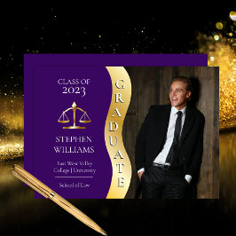 Paars | Gold Afstuderen Wave Law Justice Afstudeer Aankondiging