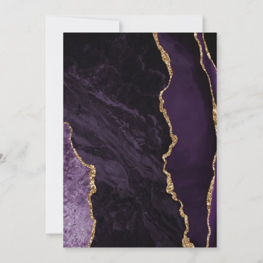 Paars Gold Agate Dark 60th Birthday Party Kaart (Achterkant)