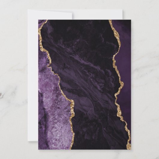 Paars Gold Agate Lavender Wedding Kaart (Achterkant)