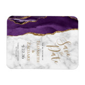 Paars Gold Agate Marble Save the Date Magneet (Horizontaal)