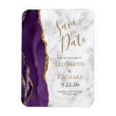 Paars Gold Agate Marble Save the Date Magneet (Verticaal)