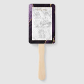 Paars Gold Agate Marble Wedding Programme Handwaaier (Achterkant)