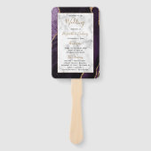 Paars Gold Agate Marble Wedding Programme Handwaaier (Voorkant)