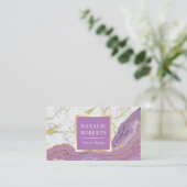 Paars Gold Agate Modern Marble Hair Makeup Artist Visitekaartje (Staand voorkant)