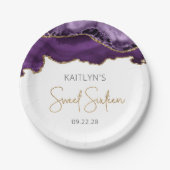 Paars Gold Agate Sweet 16 Birthday Party Papieren Bordje (Voorkant)