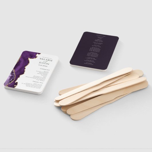 Paars Gold Agate Wedding Programme Handan Fan Handwaaier (Niet-gemonteerd)