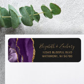 Paars Gold Agate Wedding Return-adres Etiket