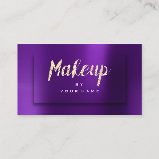 Paars Gold Amethyst Typograaf Makeup Artist 3D Visitekaartje (Voorkant)