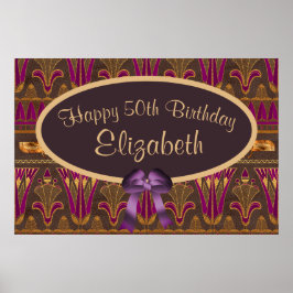 Paars Gold Art Deco Afdrukken 50e verjaardag Poste Poster