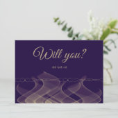 Paars Gold ben mijn bruidskaart met dubbele afgift Kaart (Staand voorkant)