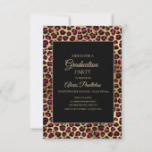 Paars Gold Black Leopard Cheetah Graduparty Kaart (Voorkant)