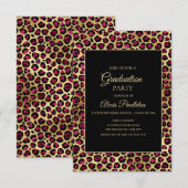Paars Gold Black Leopard Cheetah Graduparty Kaart (Voorkant / Achterkant)