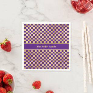 Paars Gold Checkered Paper Napkin Servet