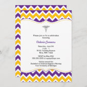 Paars Gold Chevron Nurse Afstuderen Invite RN BSN Kaart (Voorkant / Achterkant)