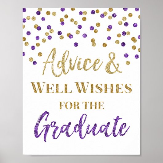 Paars Gold Confetti Advies voor Afstuderen aanmeld Poster (Voorkant)