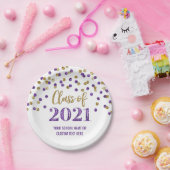 Paars Gold Confetti Afstuderen 2021 Papieren Bordje (Feest)