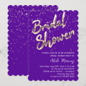 Paars Gold Confetti Vrijgezellenfeest Kaart (Voorkant / Achterkant)
