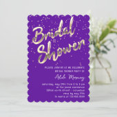 Paars Gold Confetti Vrijgezellenfeest Kaart (Staand voorkant)