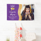 Paars | Gold Congrats Afstuderen Wave Photo Spandoek (Insitu)