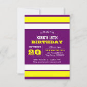 Paars Gold en White Team Birthday Uitnodiging (Voorkant)