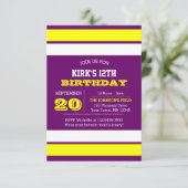 Paars Gold en White Team Birthday Uitnodiging (Staand voorkant)